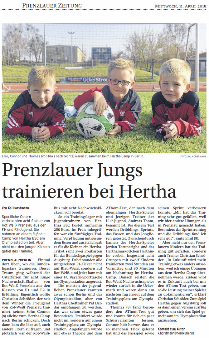 Artikel Hertha BSC - Trainingscamp F-Junioren